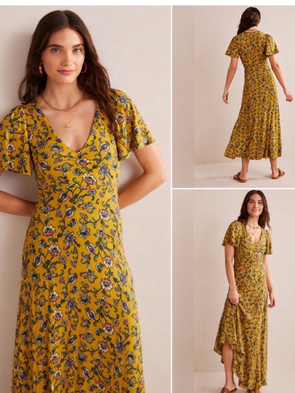 Boden V-Neck Jersey Midi Dress size 14p